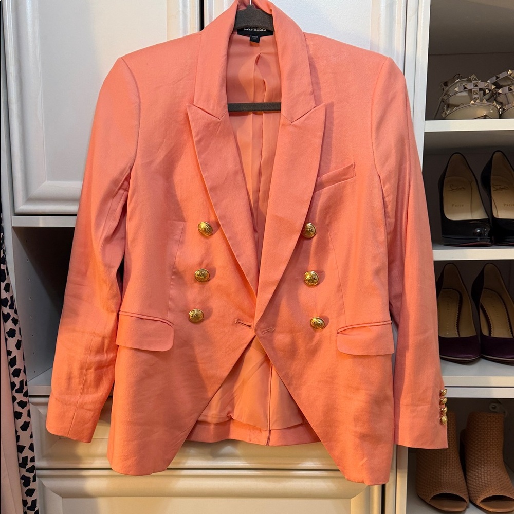 Express Coral Blazer with Gold Buttons. Free Cami with blazer purchase.!!!!!!